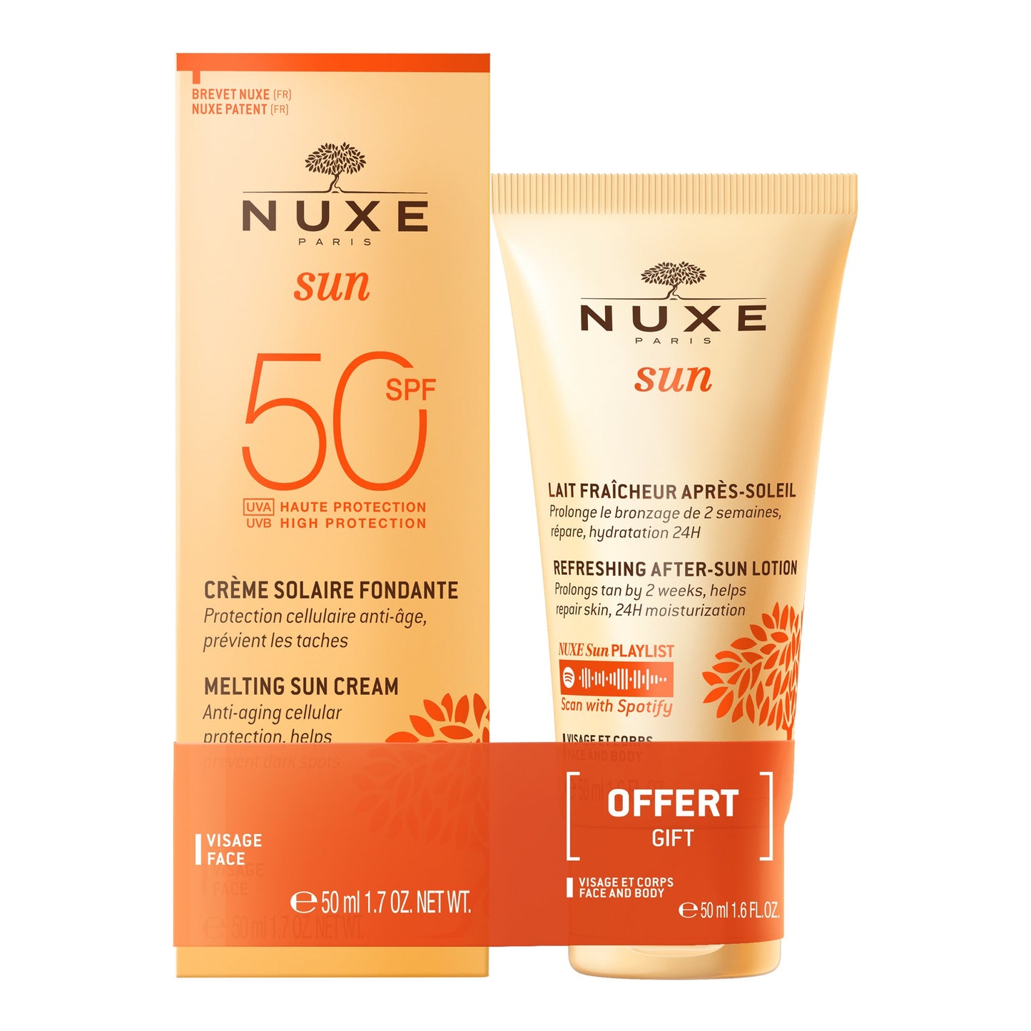 Nuxe Sun Crema Fundente Rostro SPF 50+ Leche Refrescante After Sun 50ml DE REGALO-1