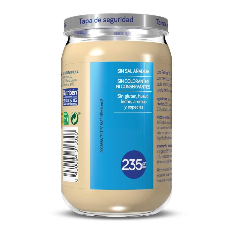 Nutriben Potito de Guisantes y Zanahorias con Merluza 6x235g-3