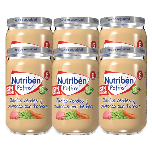 Nutribén Potito Ternera Judias Verdes Zanahoria 6x235g-1