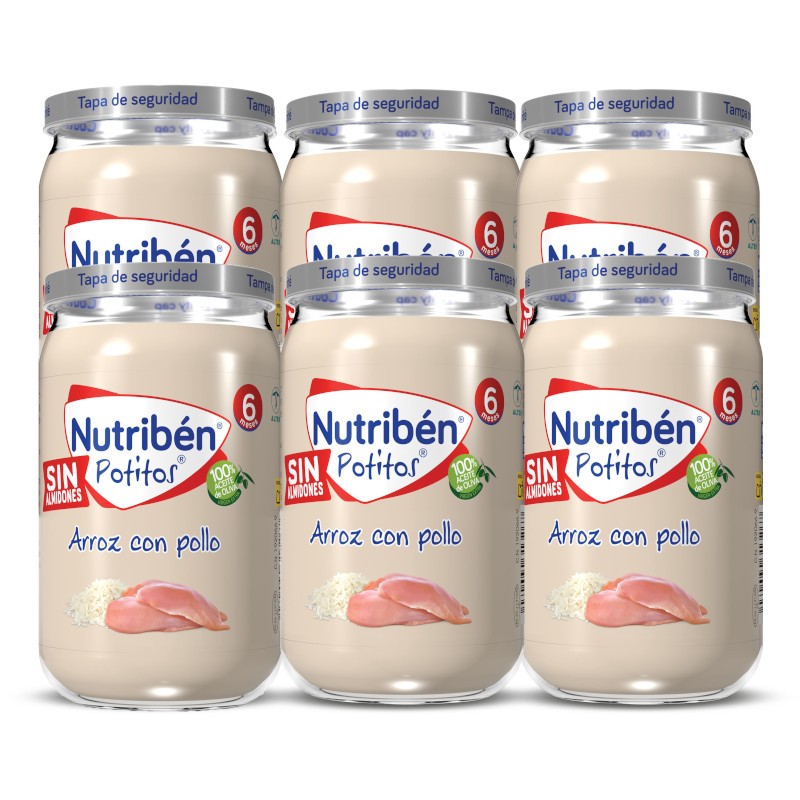 Nutribén Potito Pollo Con Arroz 6x235g-1