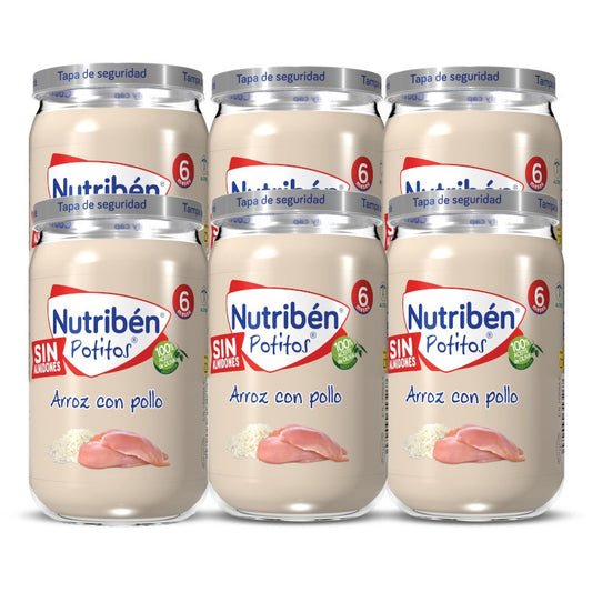 Nutribén Potito Pollo Con Arroz 6x235g-1