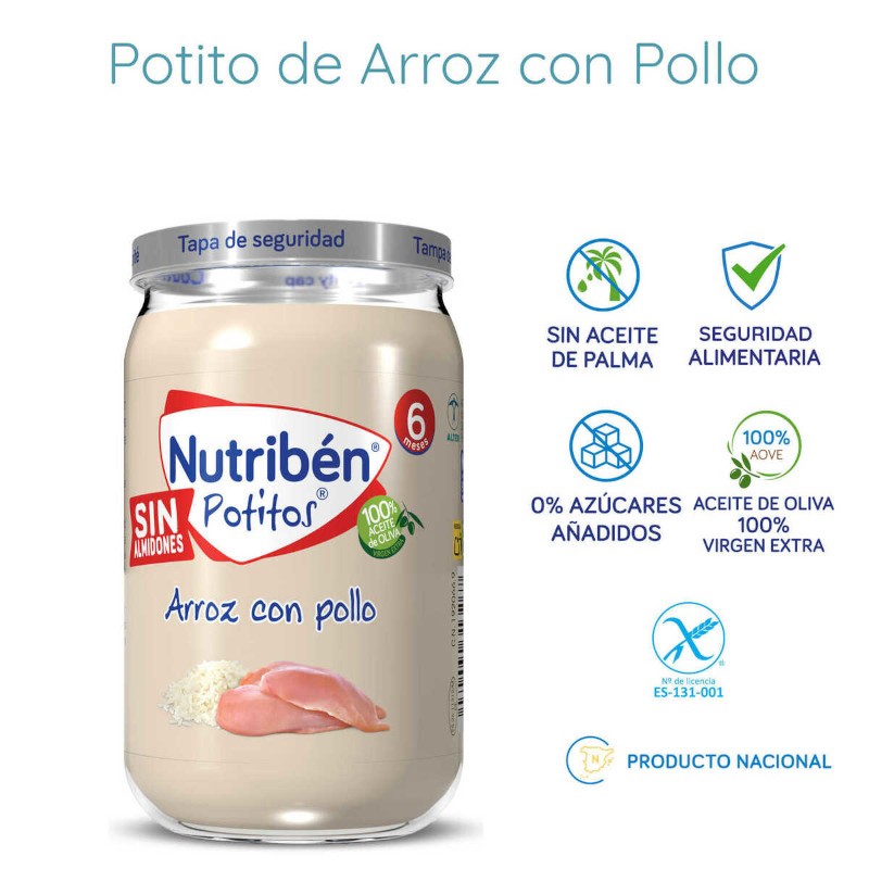 Nutribén Potito Pollo Con Arroz 6x235g-3