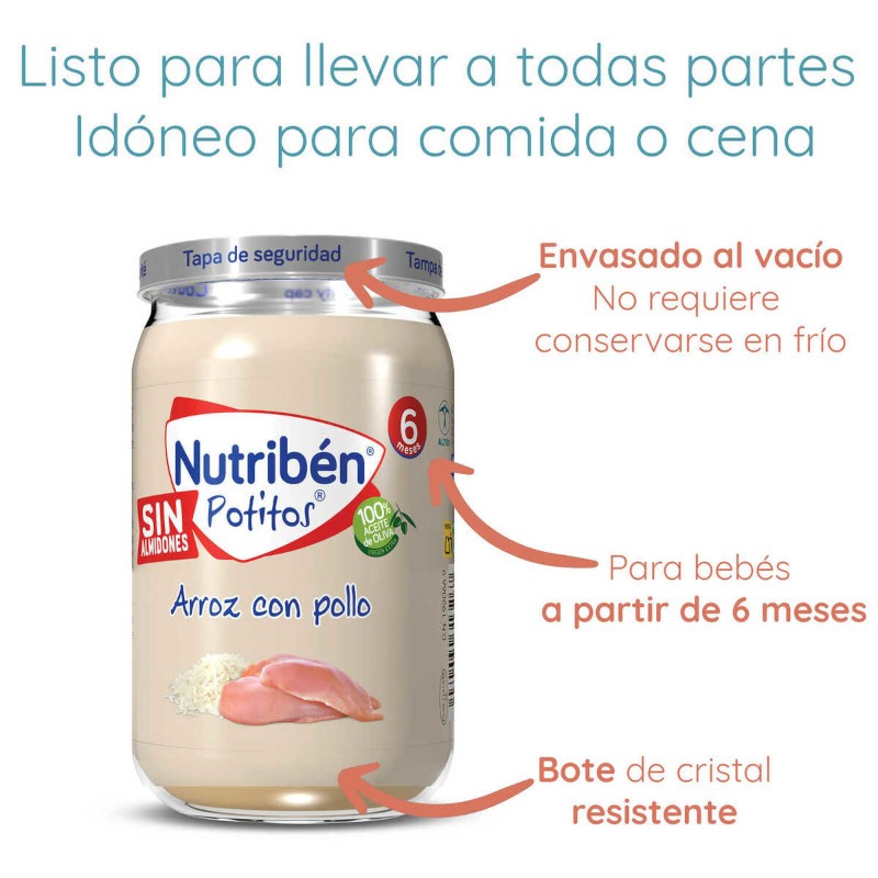 Nutribén Potito Pollo Con Arroz 6x235g-4