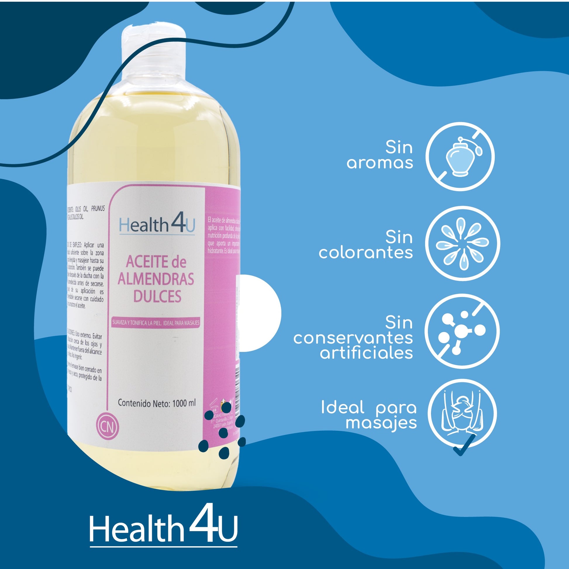 H4U Aceite de Almendras 100% Puro 1 Litro-2