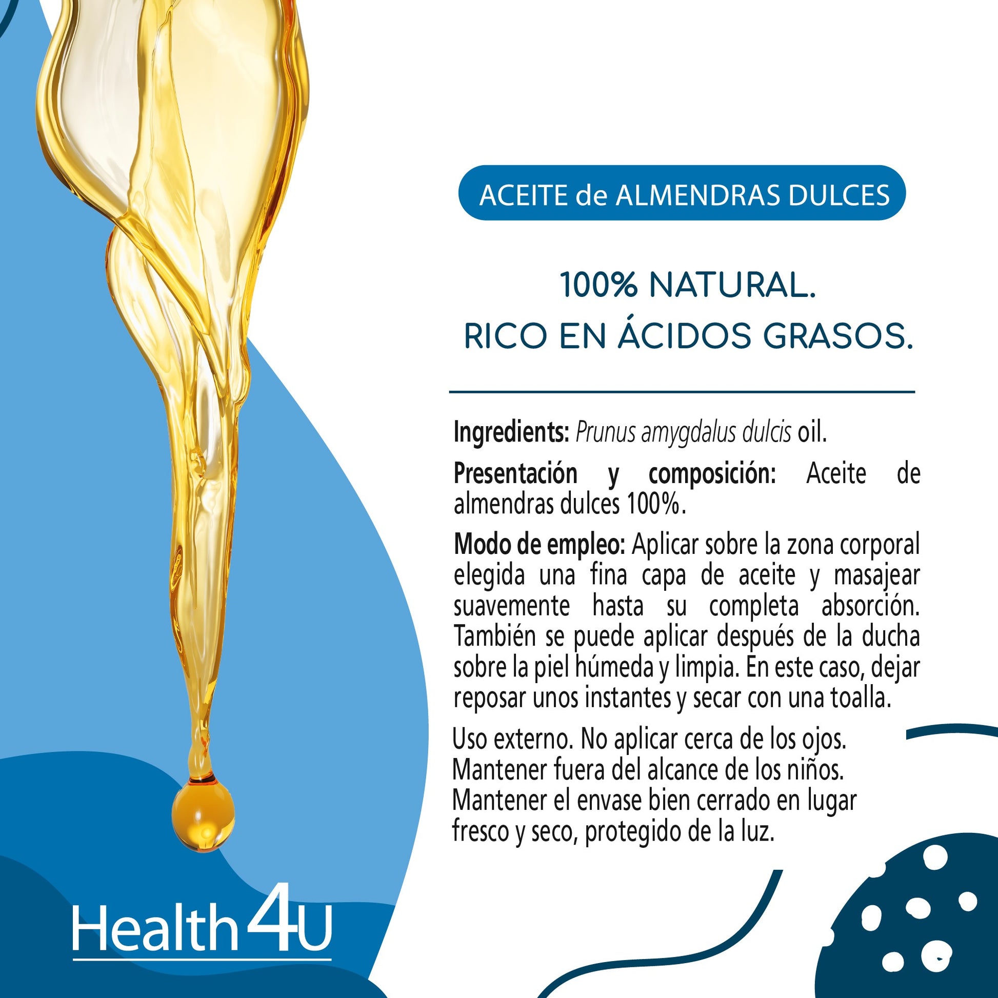 H4U Aceite de Almendras 100% Puro 1 Litro-3