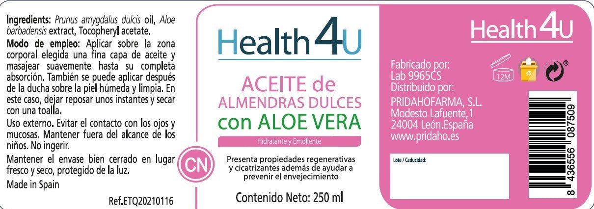 H4U Aceite de Almendras con Aloe Vera 250 ml-4