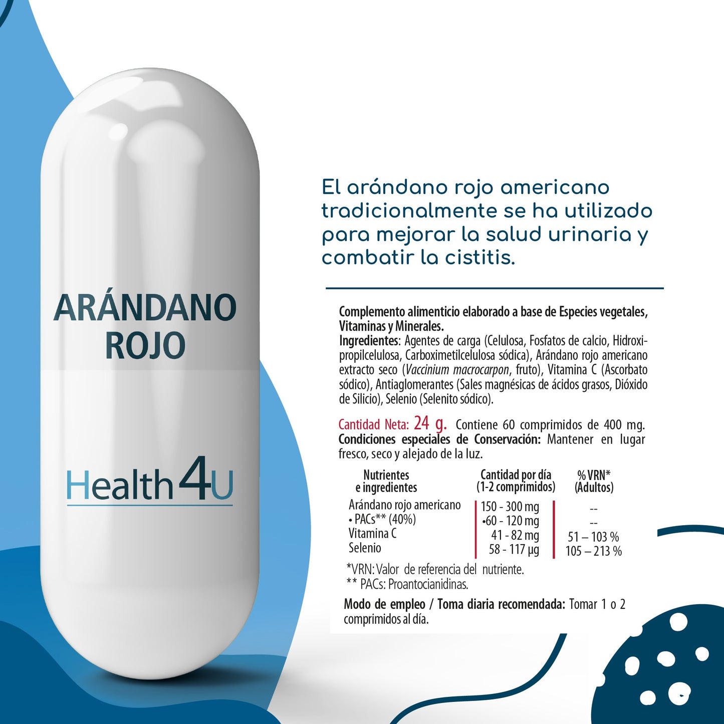 H4U Arándano Rojo 60 comprimidos-3