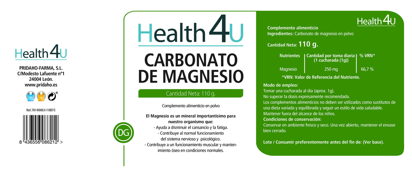 H4U Carbonato de Magnesio 110 g en polvo-2