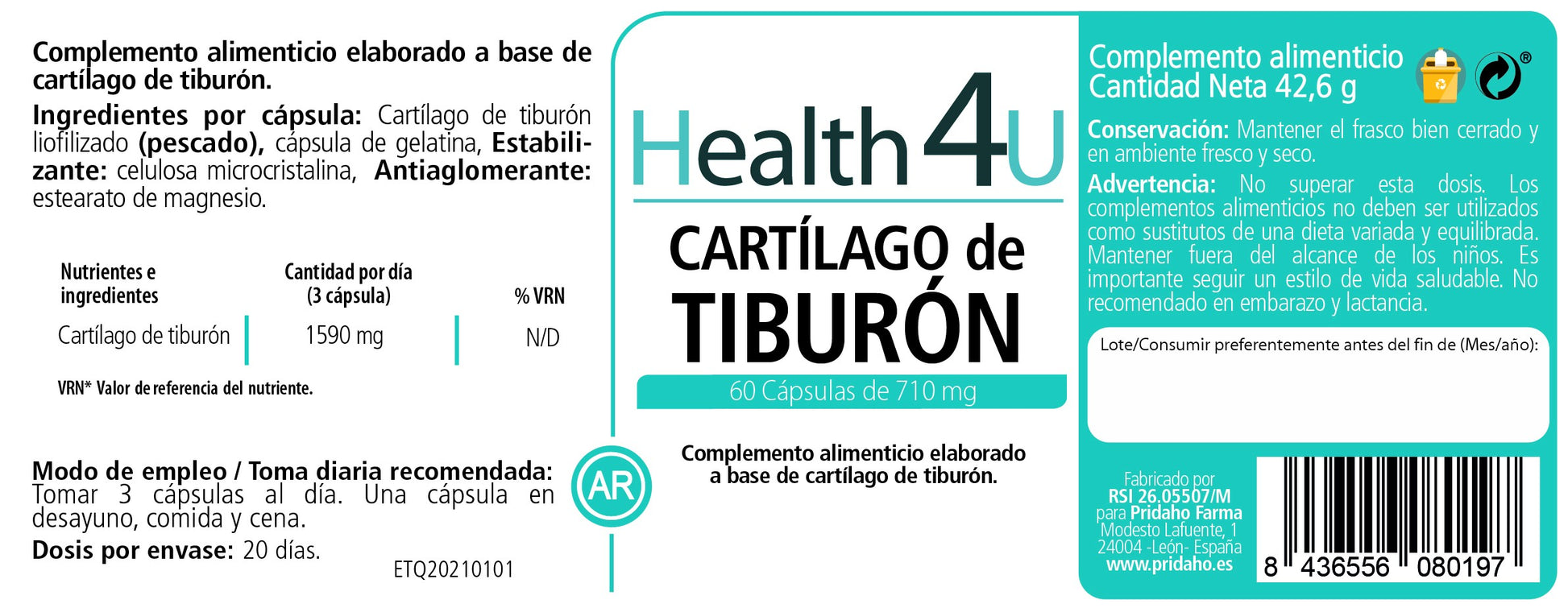 H4U Cartílago de Tiburón 60 cápsulas-2
