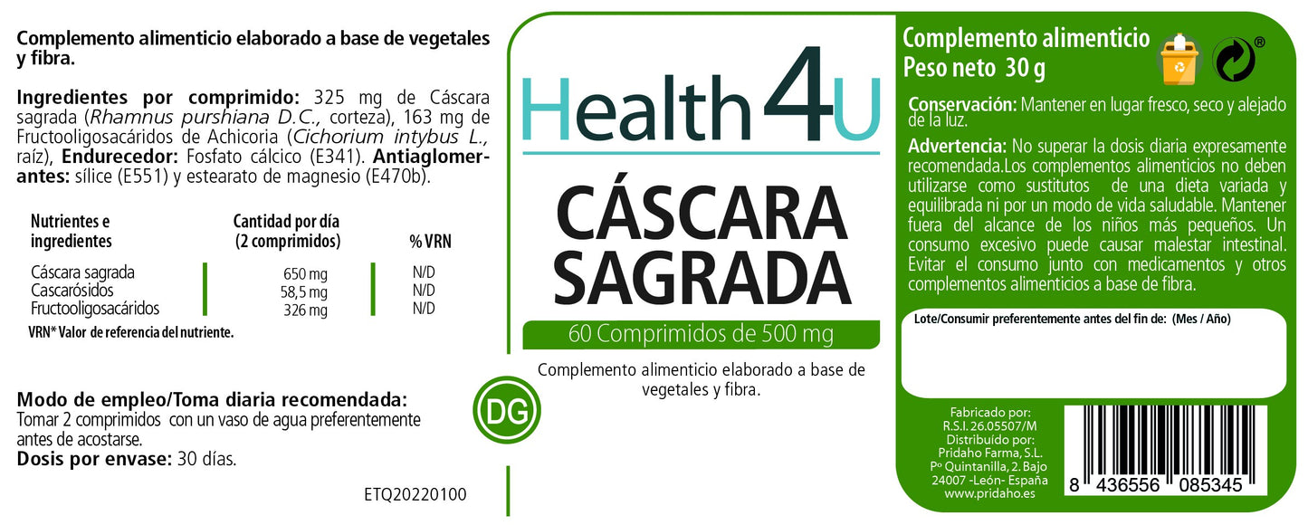 H4U Cáscara Sagrada 60 comprimidos-2