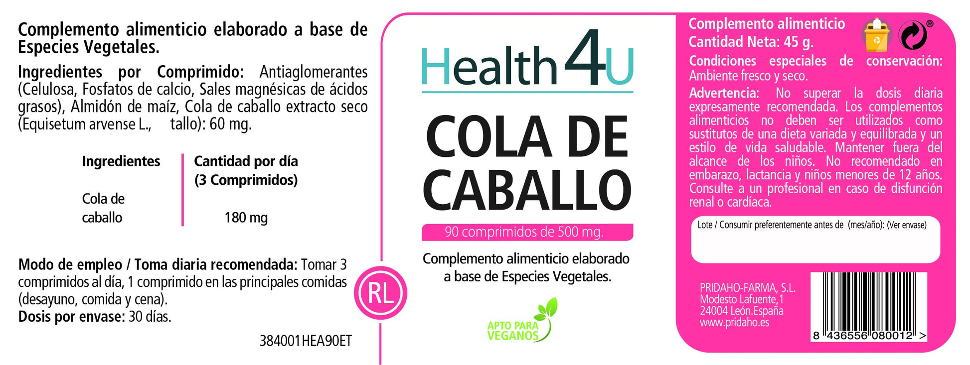H4U Cola de Caballo 90 comprimidos-2