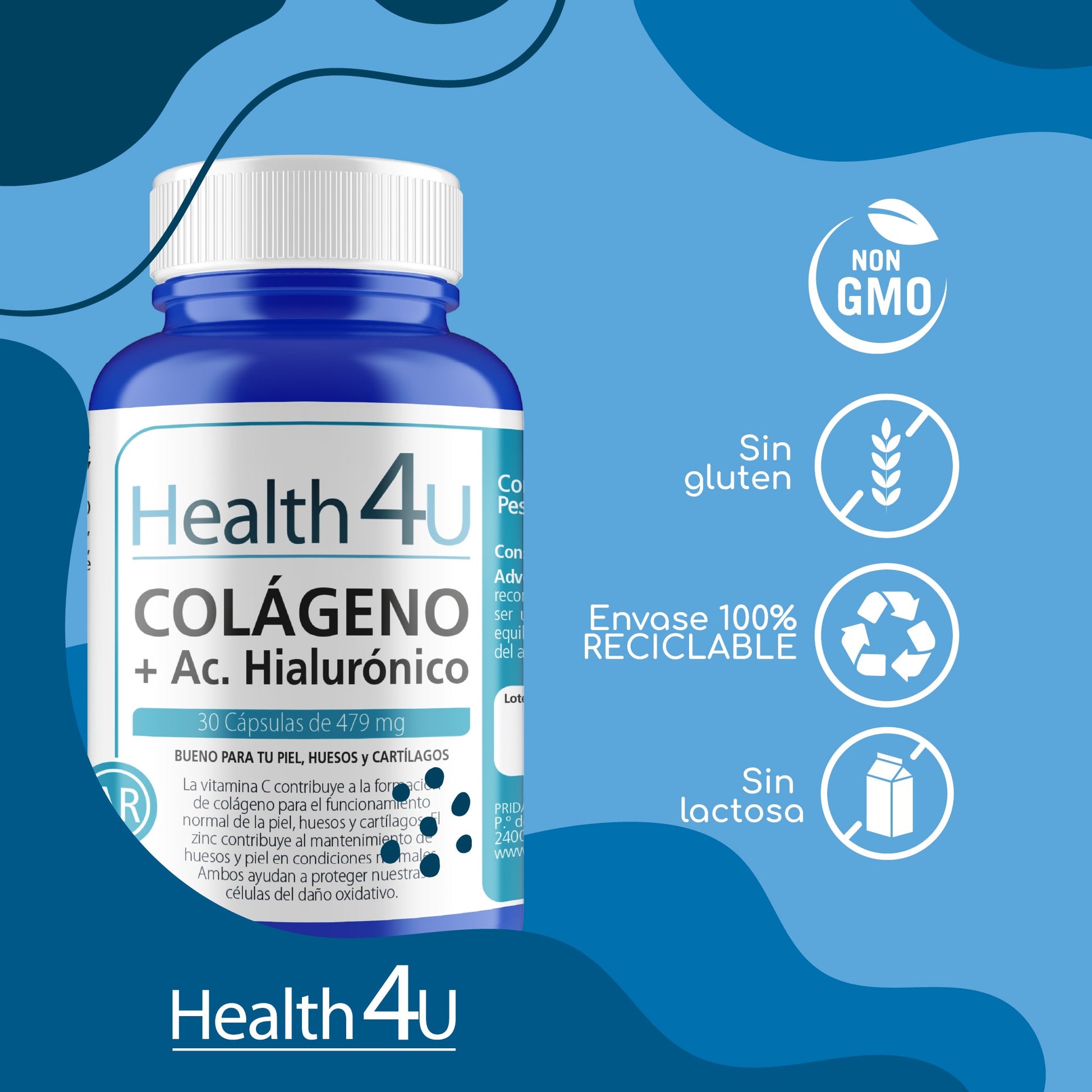 H4U Colágeno + Ácido hialurónico 30 cápsulas-2
