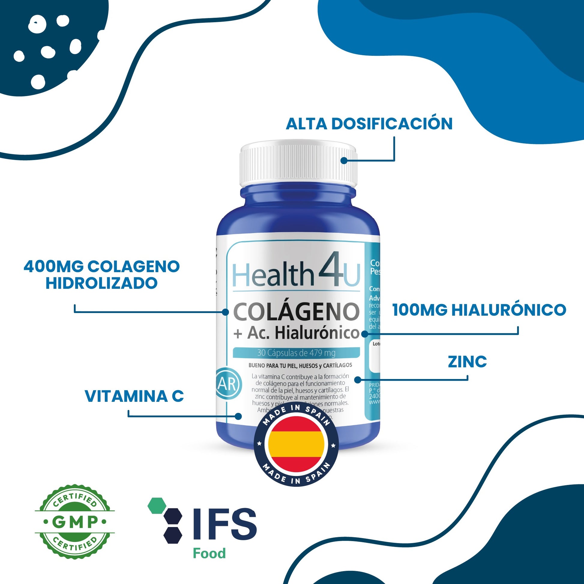 H4U Colágeno + Ácido hialurónico 30 cápsulas-4