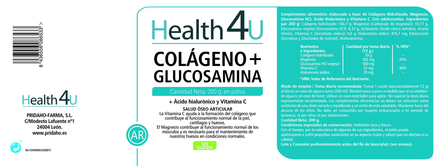 H4U Colágeno + glucosamina en polvo 200 g-2