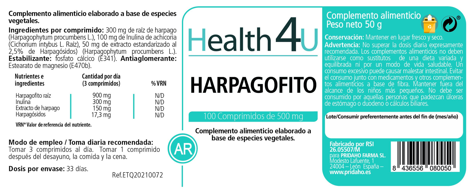 H4U Harpagofito 100 comprimidos-2