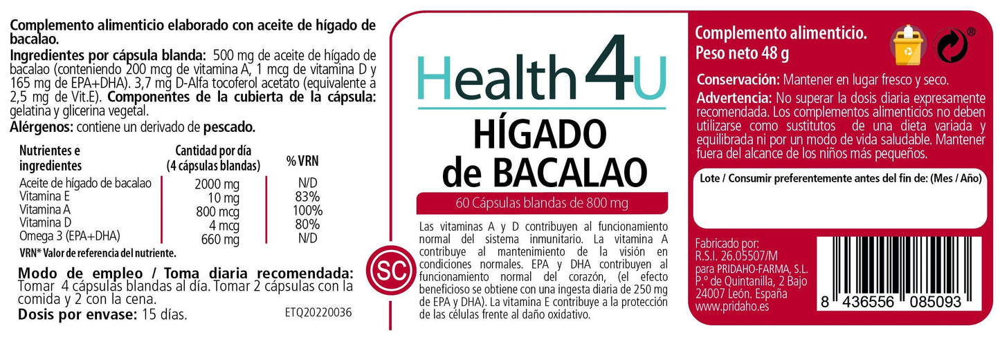 H4U Hígado de Bacalao 60 cápsulas blandas-2