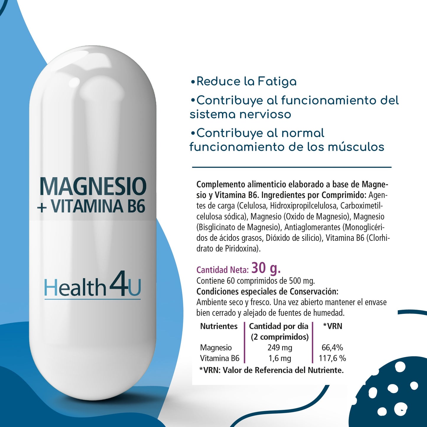 H4U Magnesio + vitamina B6 60 comprimidos-3