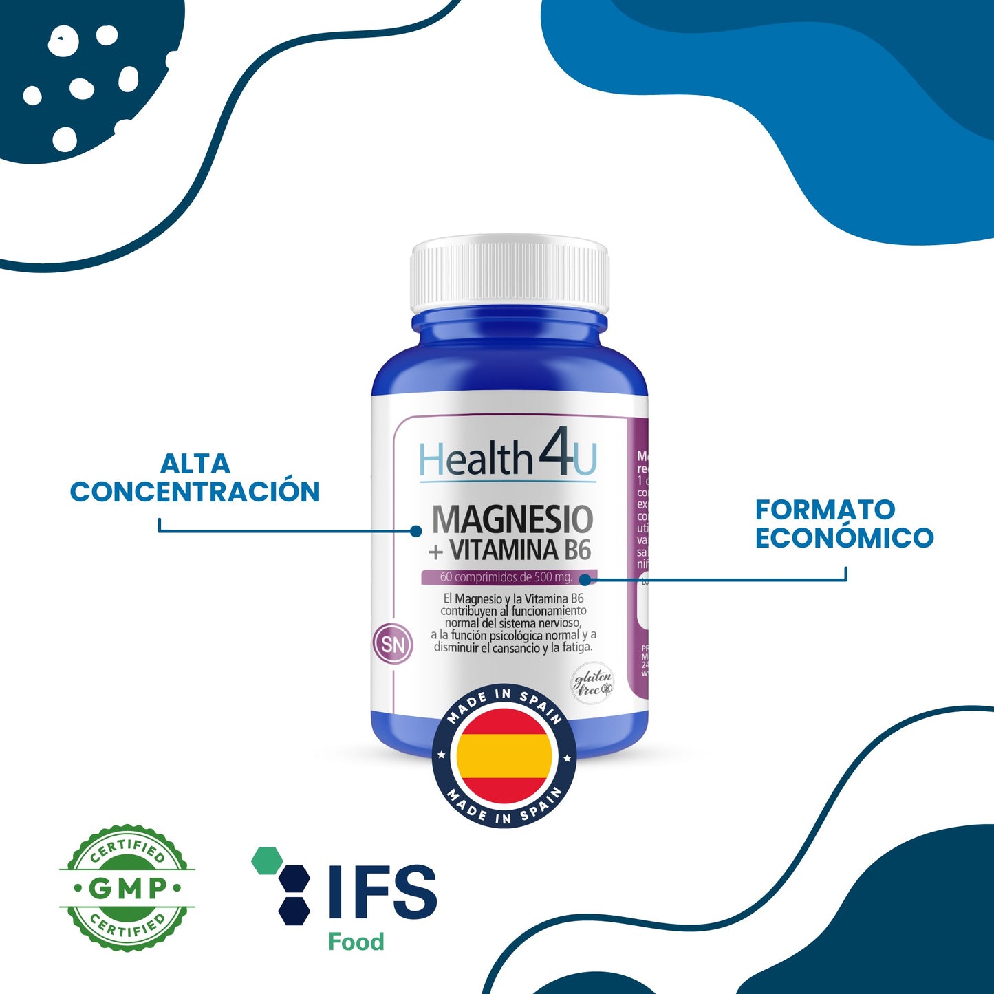 H4U Magnesio + vitamina B6 60 comprimidos-4