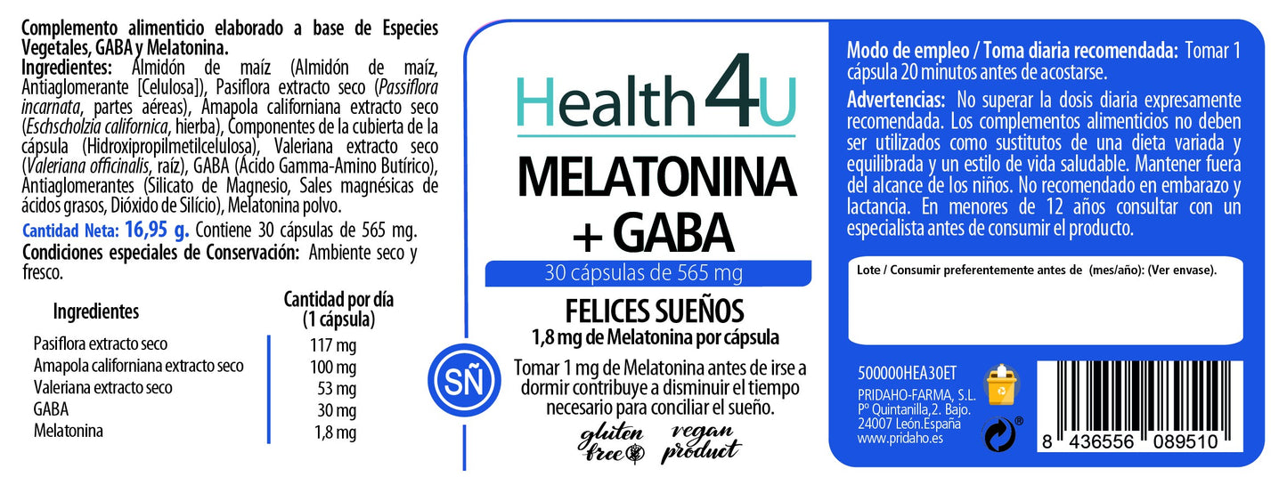 H4U Melatonina + Gaba 30 cápsulas-2