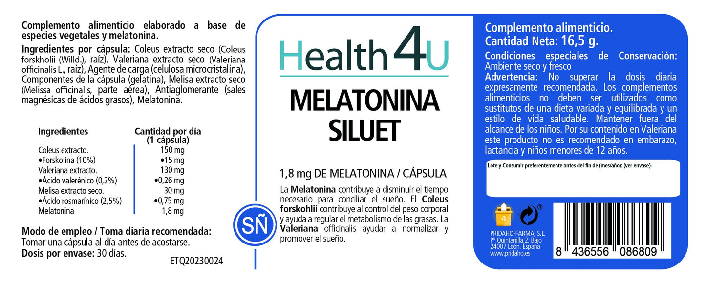 H4U Melatonina siluet 30 cápsulas-2