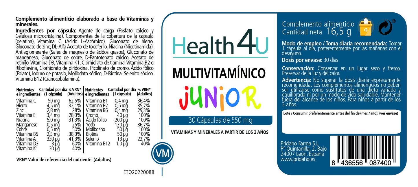 H4U Multivitamínico Junior 30 cápsulas-2