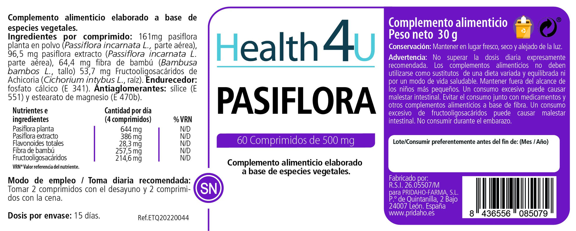 H4U Pasiflora 60 comprimidos-2