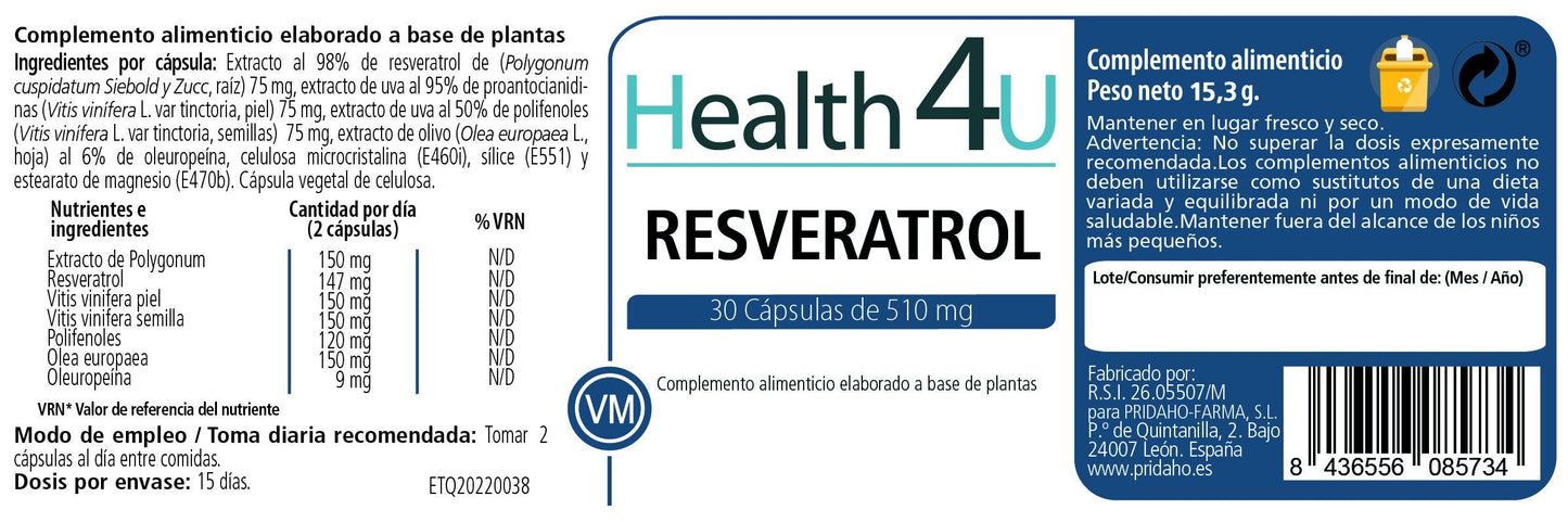 H4U Resveratrol 30 cápsulas-2