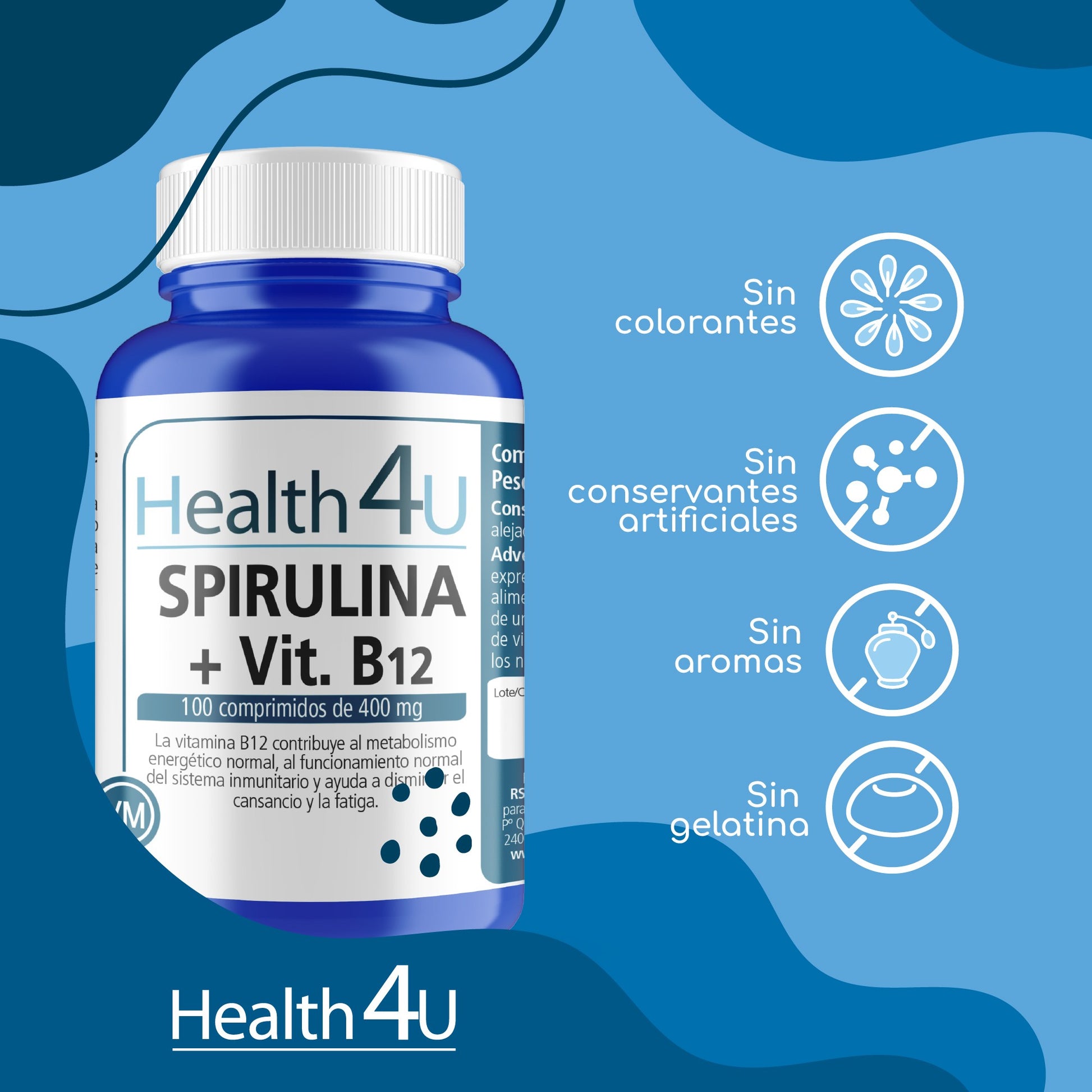 H4U Spirulina+ Vitamina B12 100 comprimidos-2