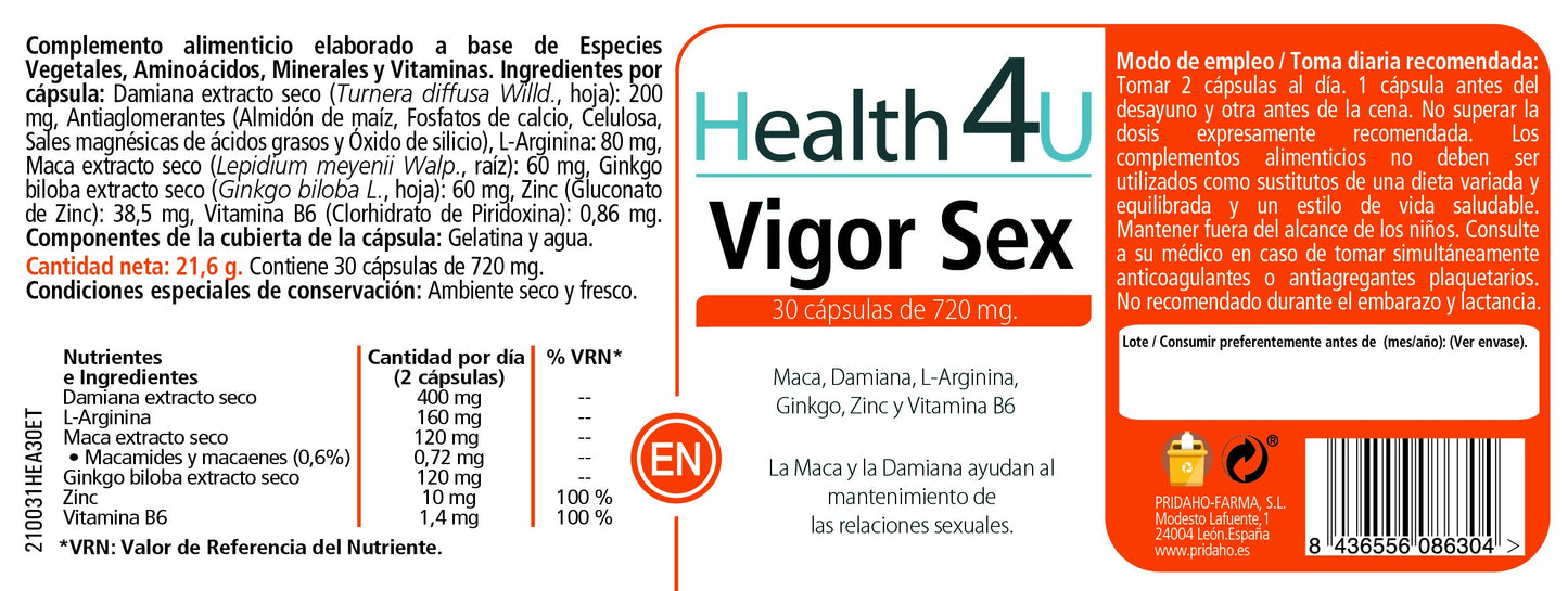 H4U Vigor sex 30 cápsulas-2