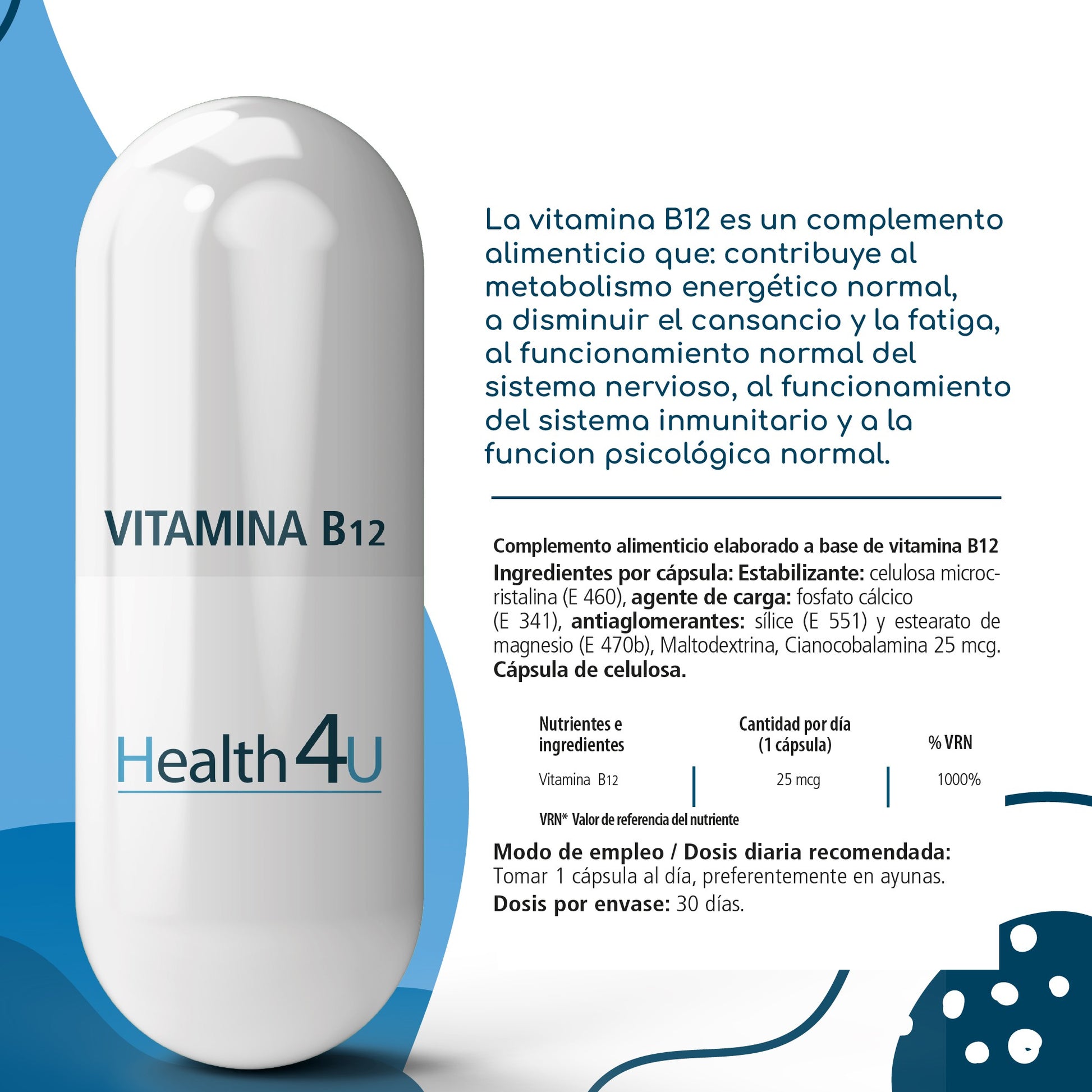H4U Vitamina B12 30 cápsulas -3