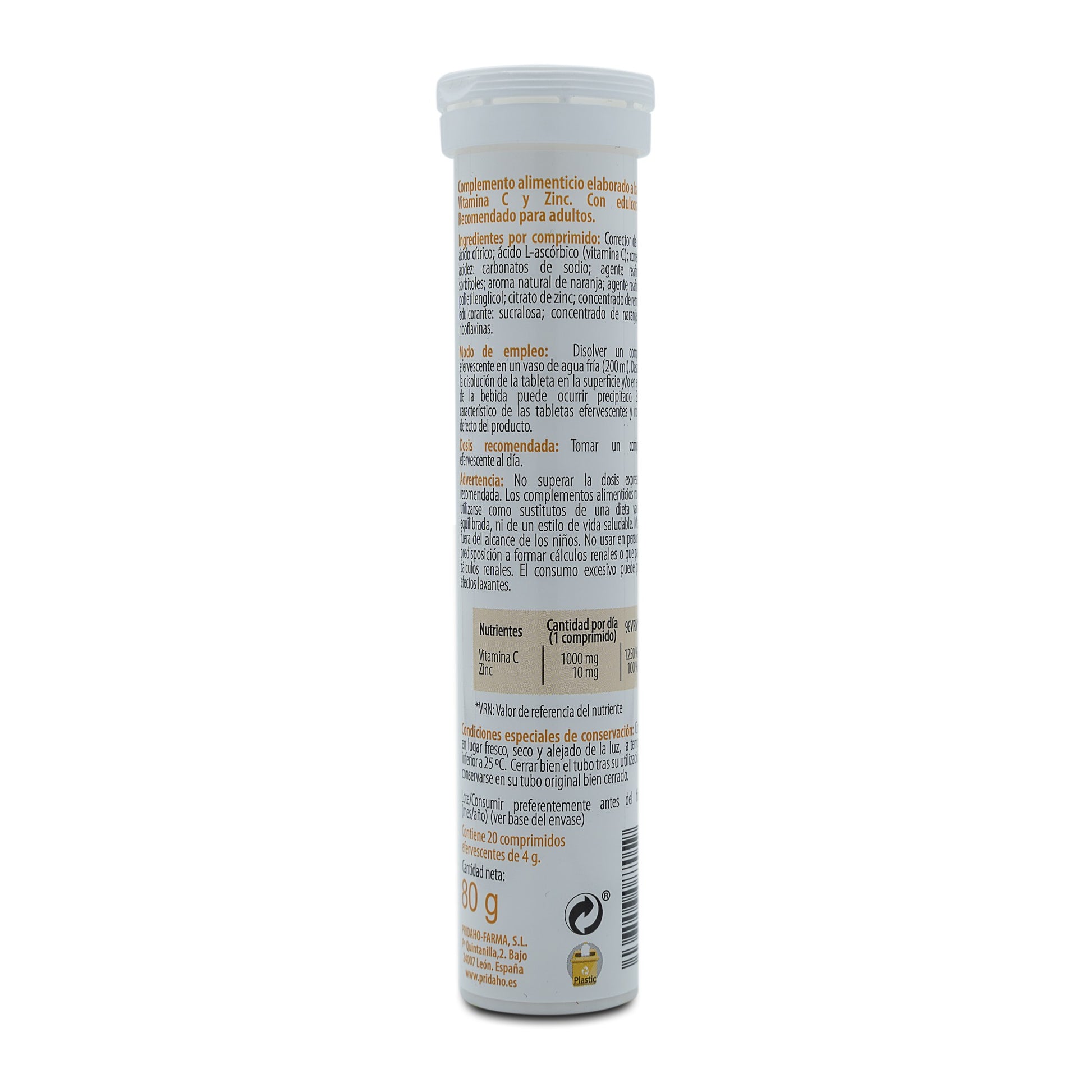 H4U Vitamina C + Zinc 20 comprimidos efervescentes sabor naranja-1
