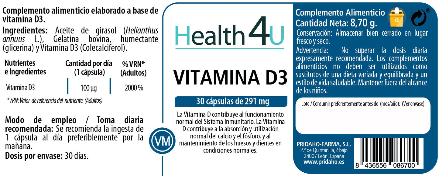 H4U vitamina D3 30 cápsulas-2