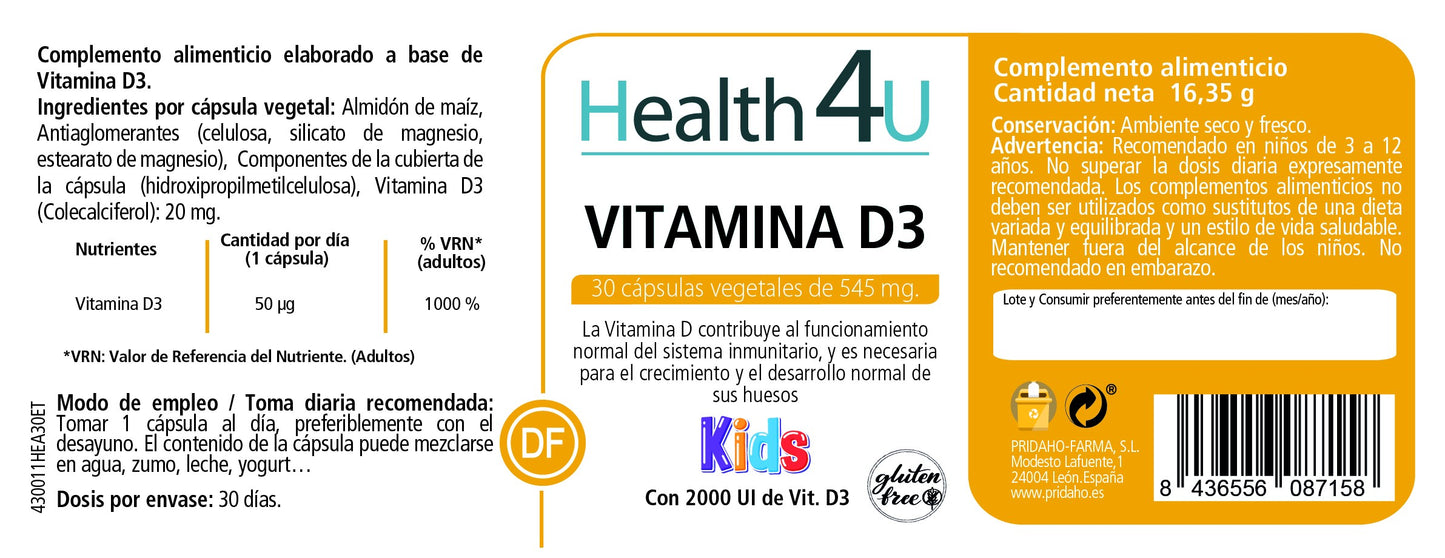 H4U Vitamina D3 kids 30 cápsulas-2