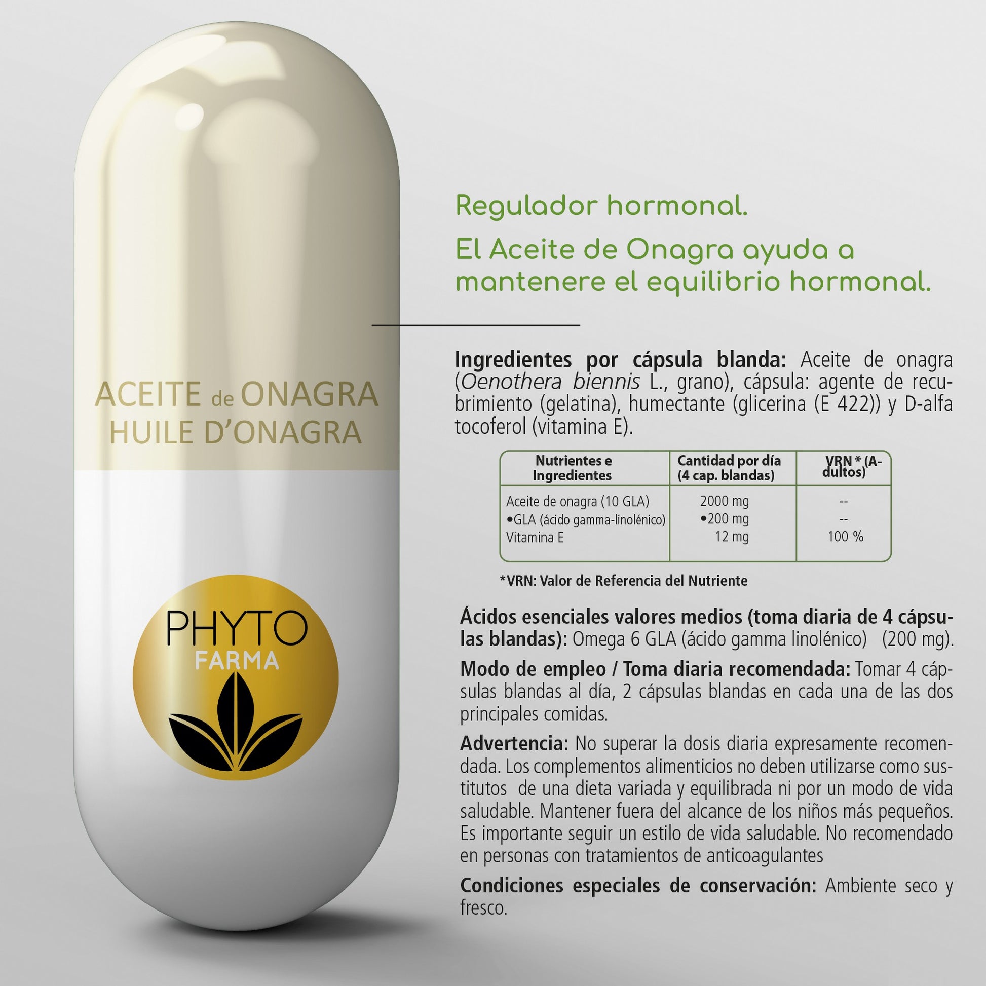 PHYTOFARMA Aceite de onagra 450 cápsulas blandas-2
