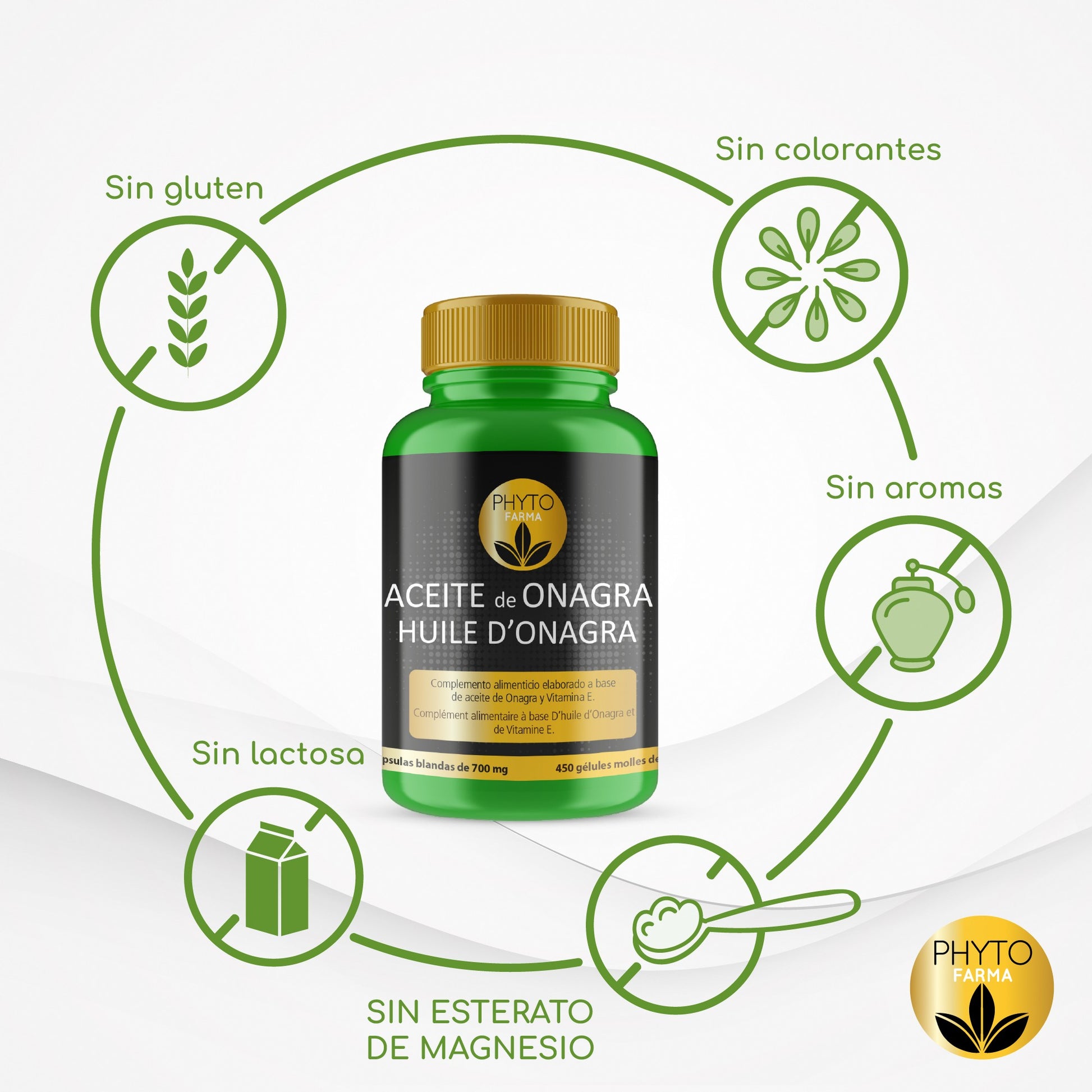 PHYTOFARMA Aceite de onagra 450 cápsulas blandas-3