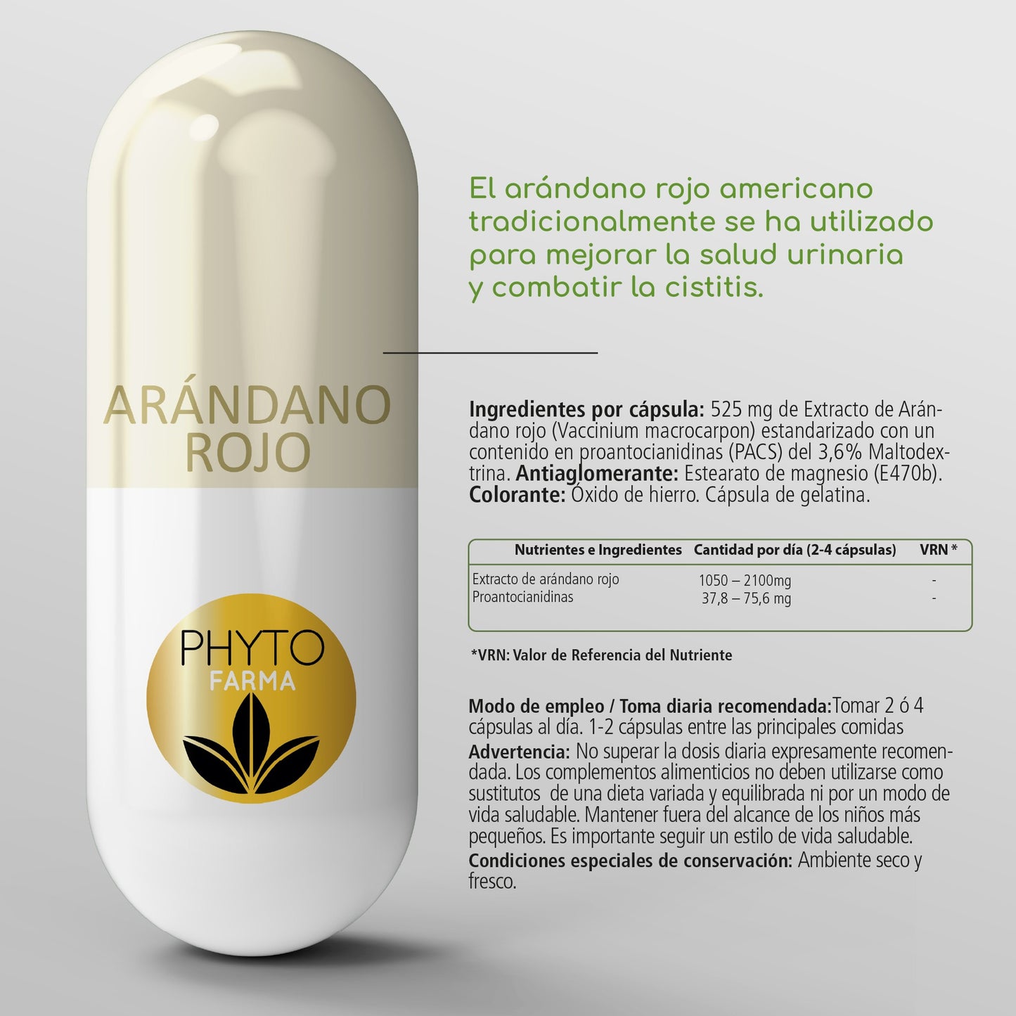 PHYTOFARMA Arándano Rojo 225 cápsulas-2