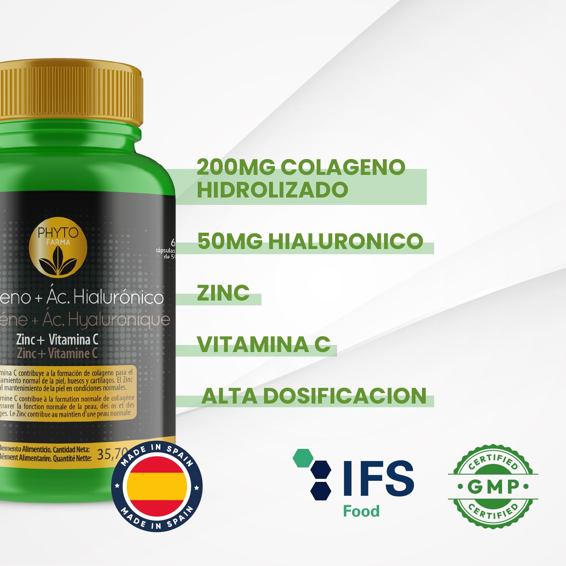 PHYTOFARMA Colágeno + ácido hialurónico 60 cápsulas-4