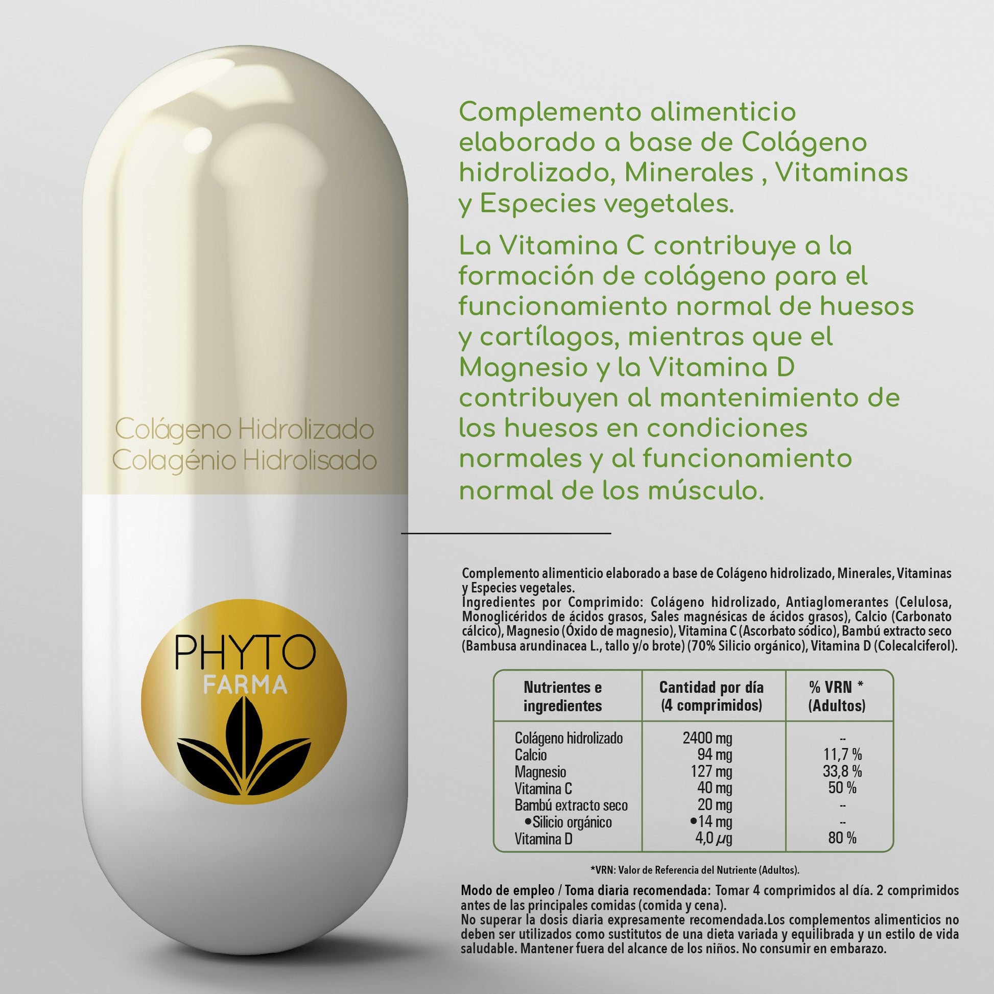 PHYTOFARMA Colágeno Hidrolizado 180 comprimidos-2