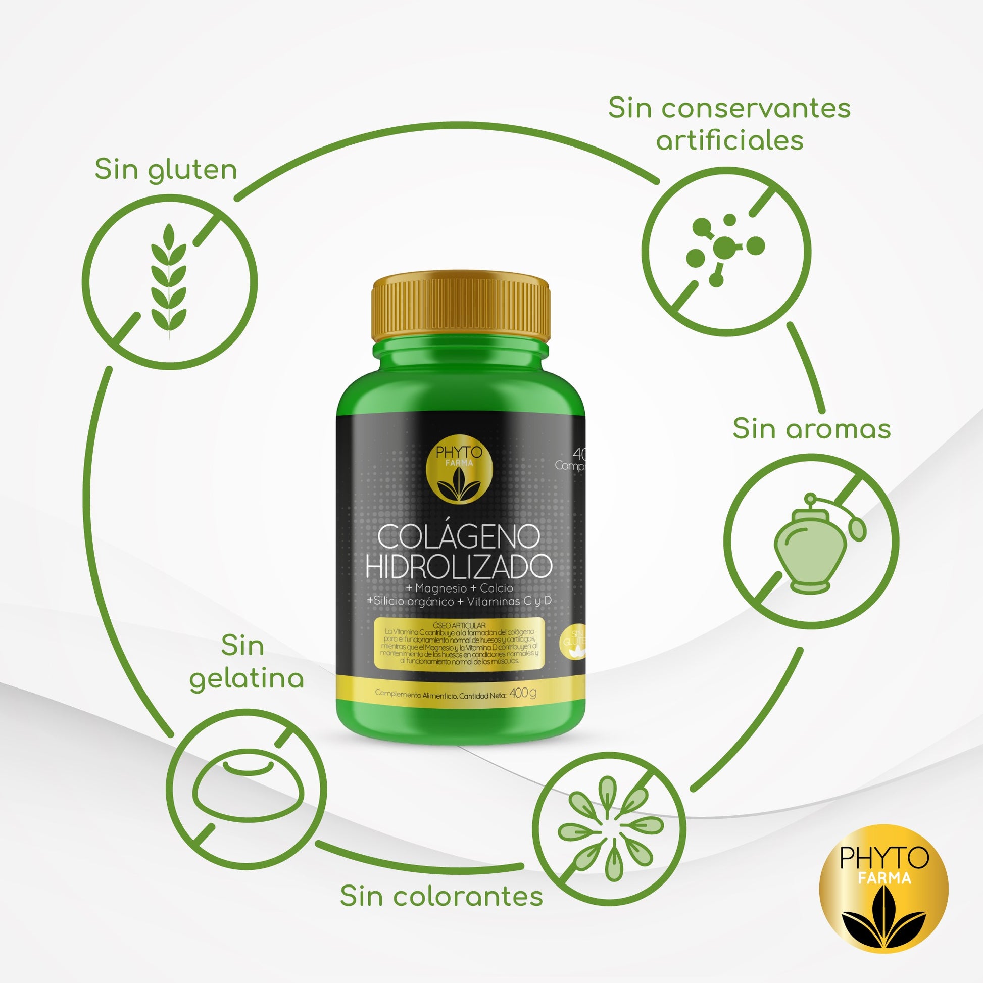 PHYTOFARMA Colágeno Hidrolizado 400 comprimidos-2
