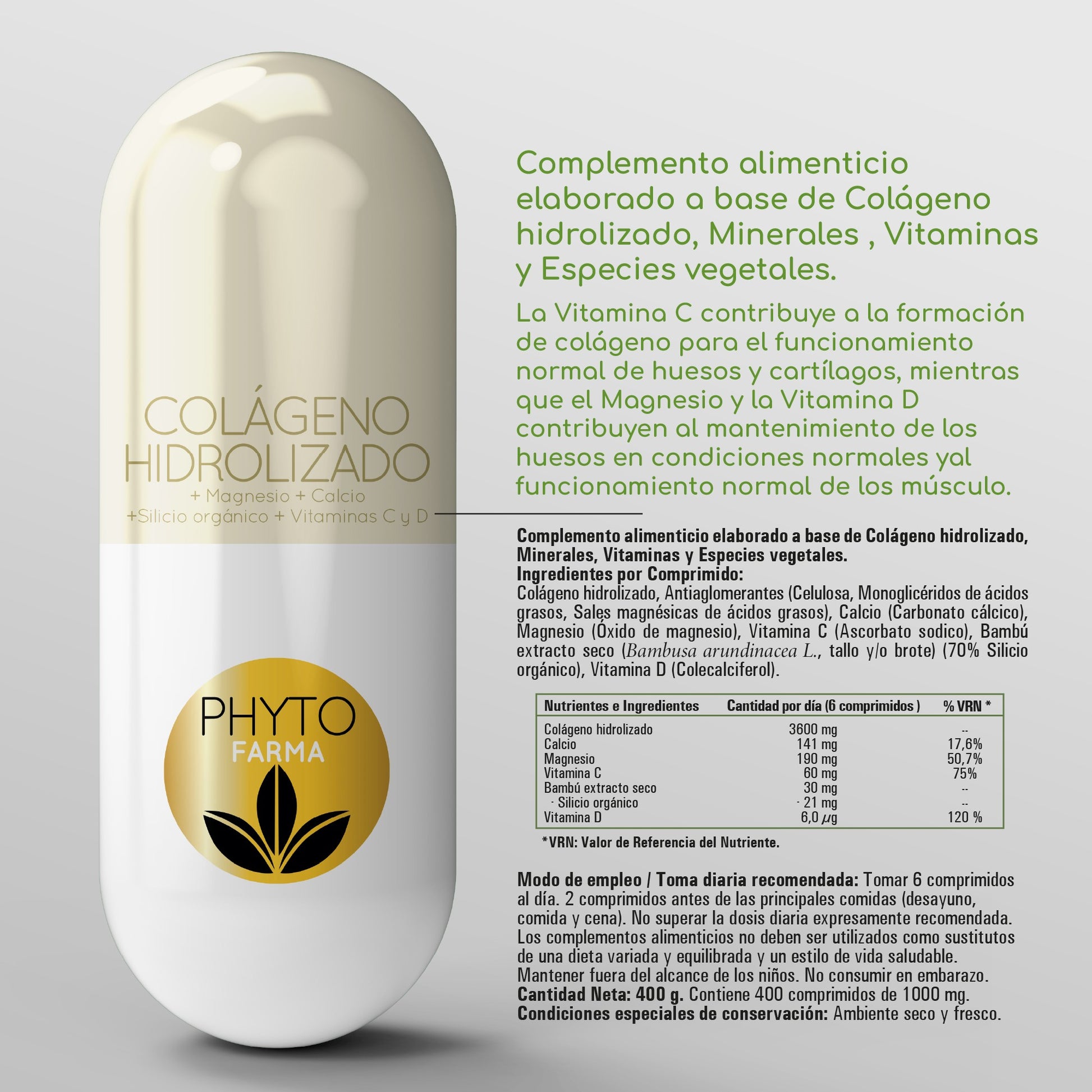 PHYTOFARMA Colágeno Hidrolizado 400 comprimidos-3