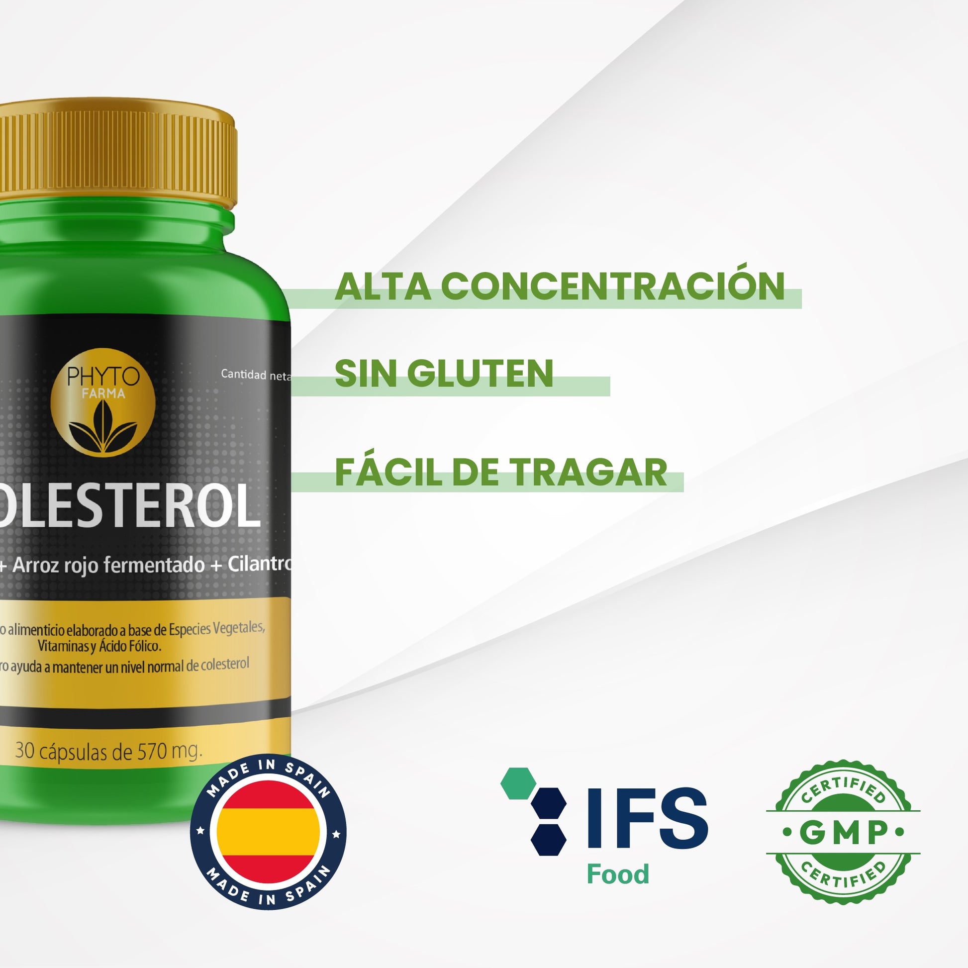 PHYTOFARMA Colesterol Berberina+Arroz rojo fermentado+ Cilantro 30 cápsulas-4