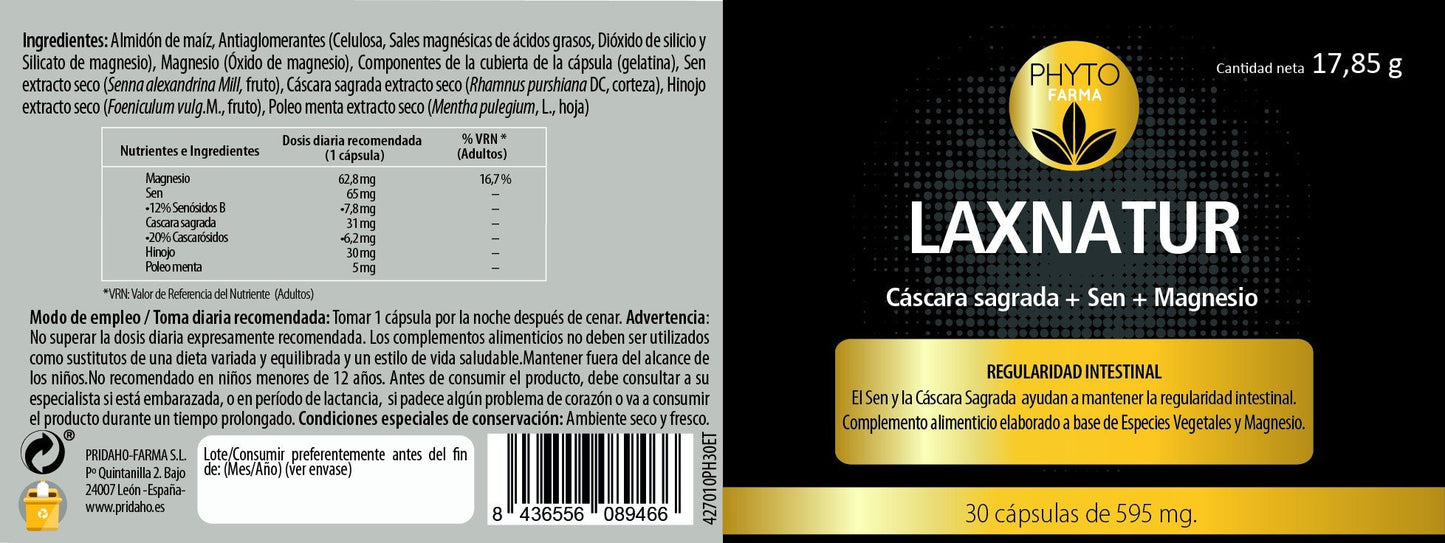 PHYTOFARMA Laxnatur Cáscara sagrada+ Sen +Magnesio 30 cápsulas-2