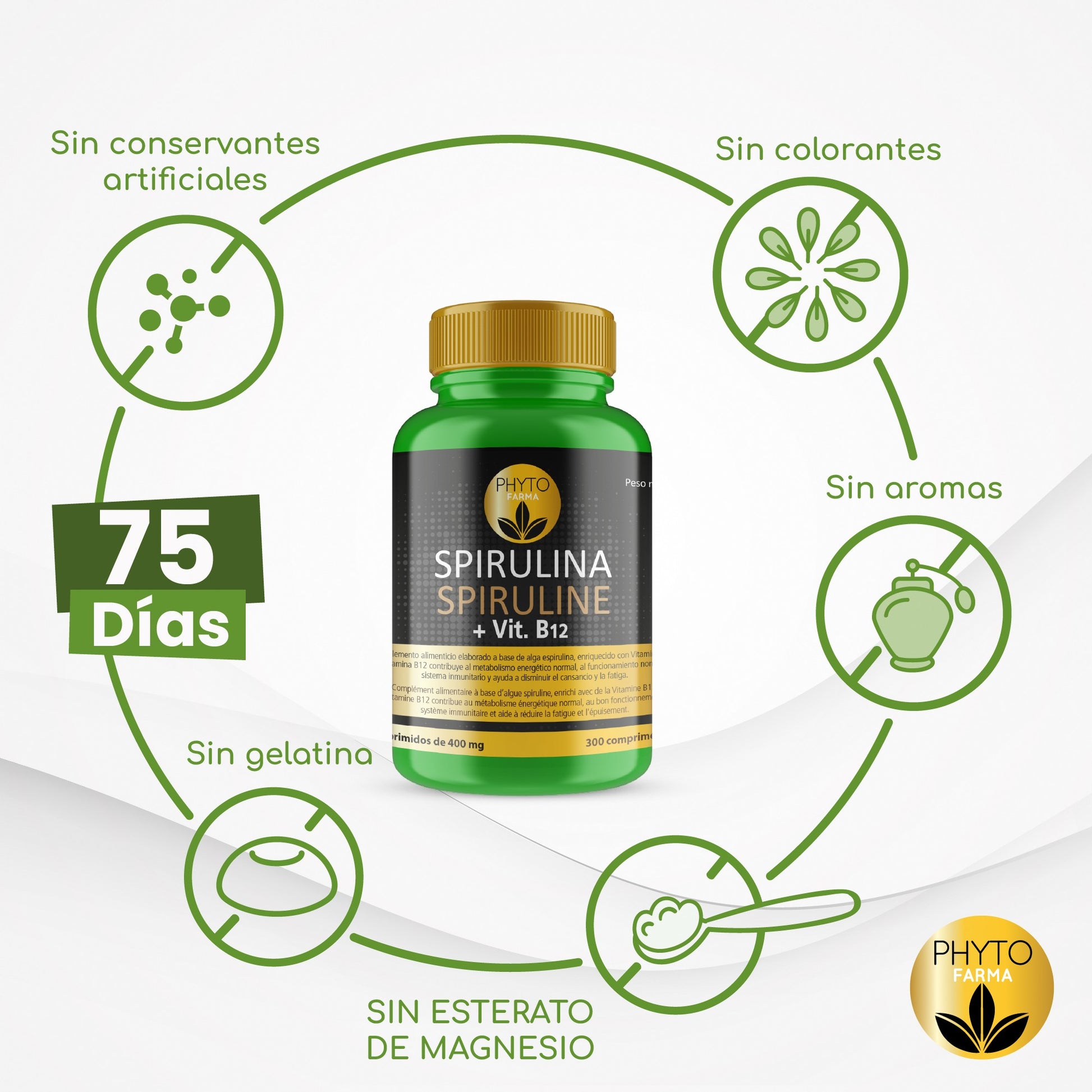 PHYTOFARMA Spirulina + vitamina B12 300 comprimidos-3