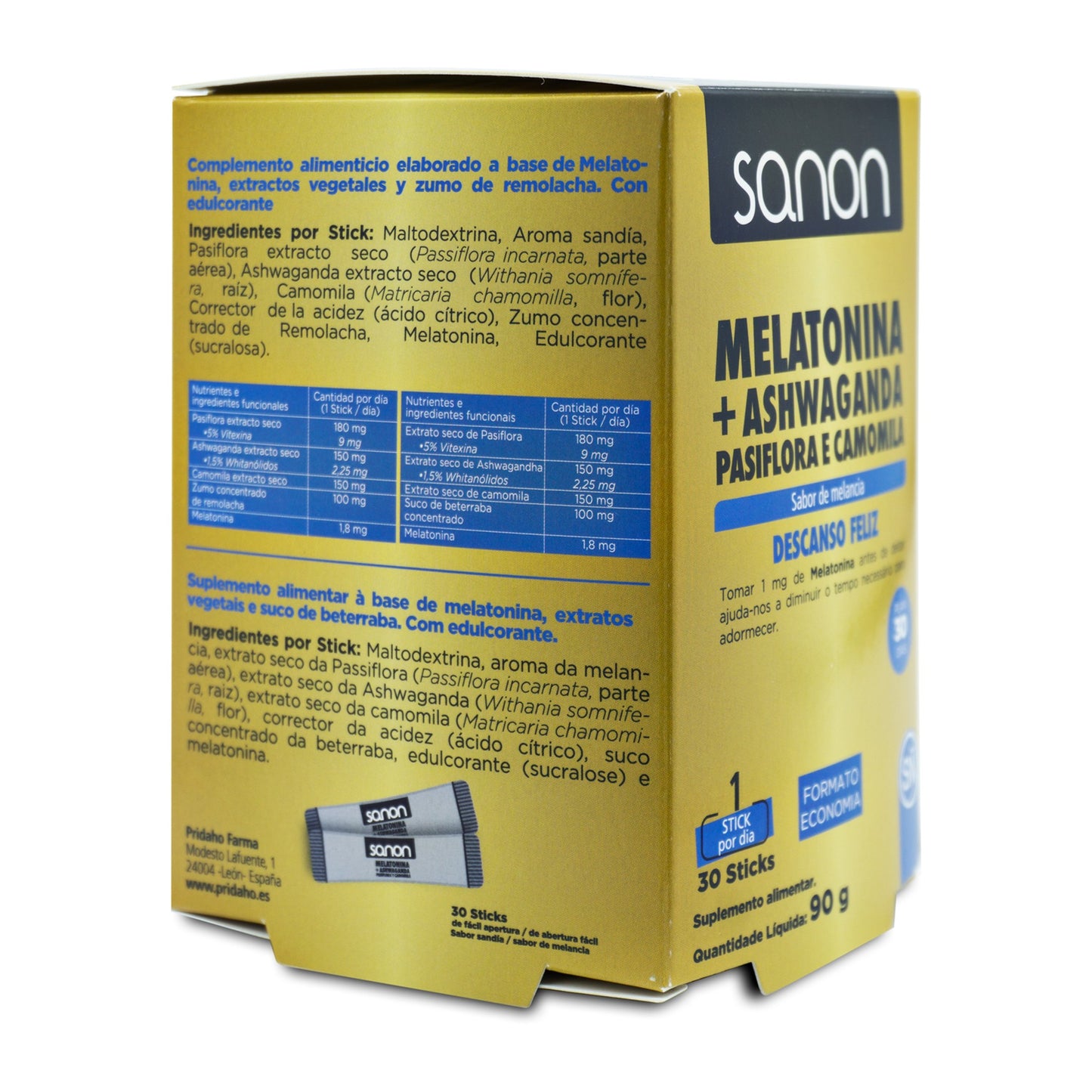 SANON Melatonina + Ashwanda - Pasiflora y Camomila 30 sticks sabor sandía-2