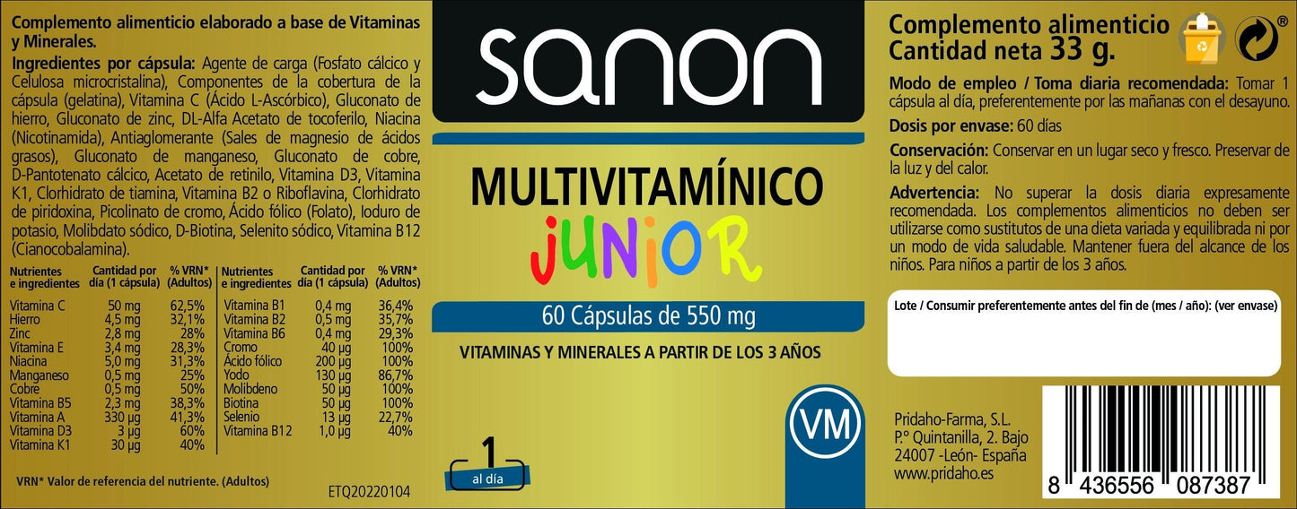 SANON Multivitamínico Junior 60 cápsulas-2