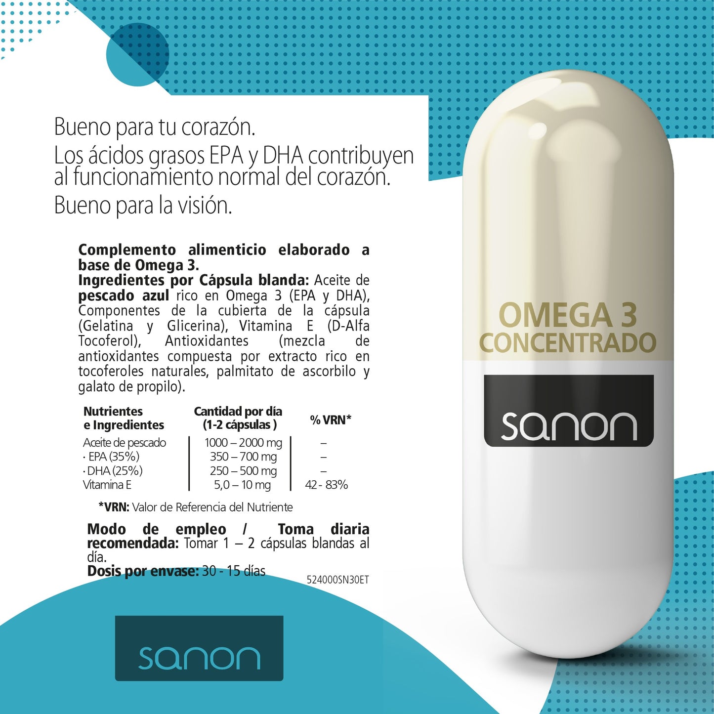 SANON Omega 3 Concentrado 30 cápsulas blandas-3