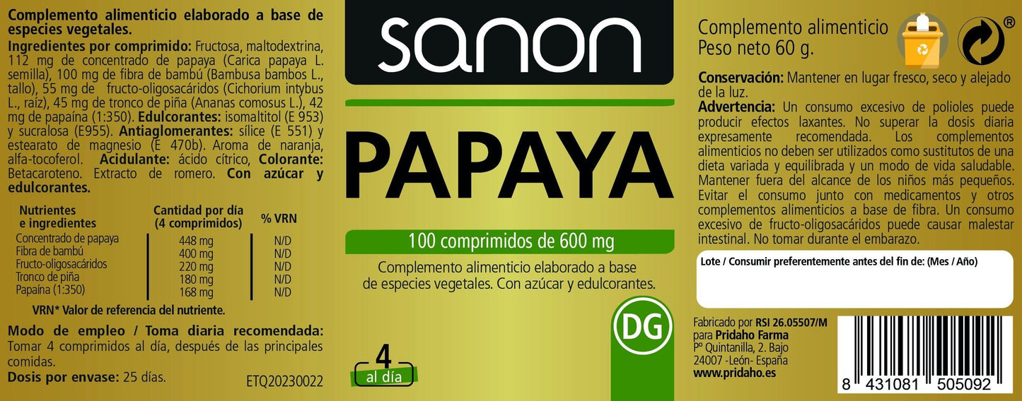 SANON Papaya 100 comprimidos-2