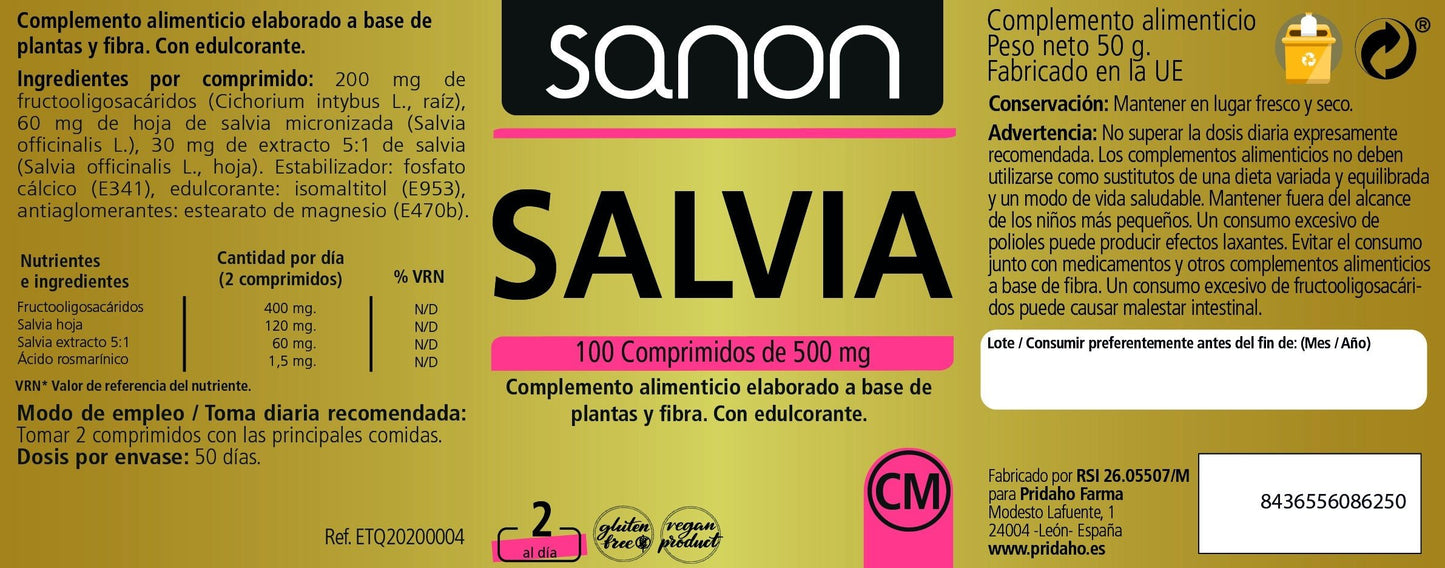 SANON Salvia 100 comprimidos de 500 mg-2