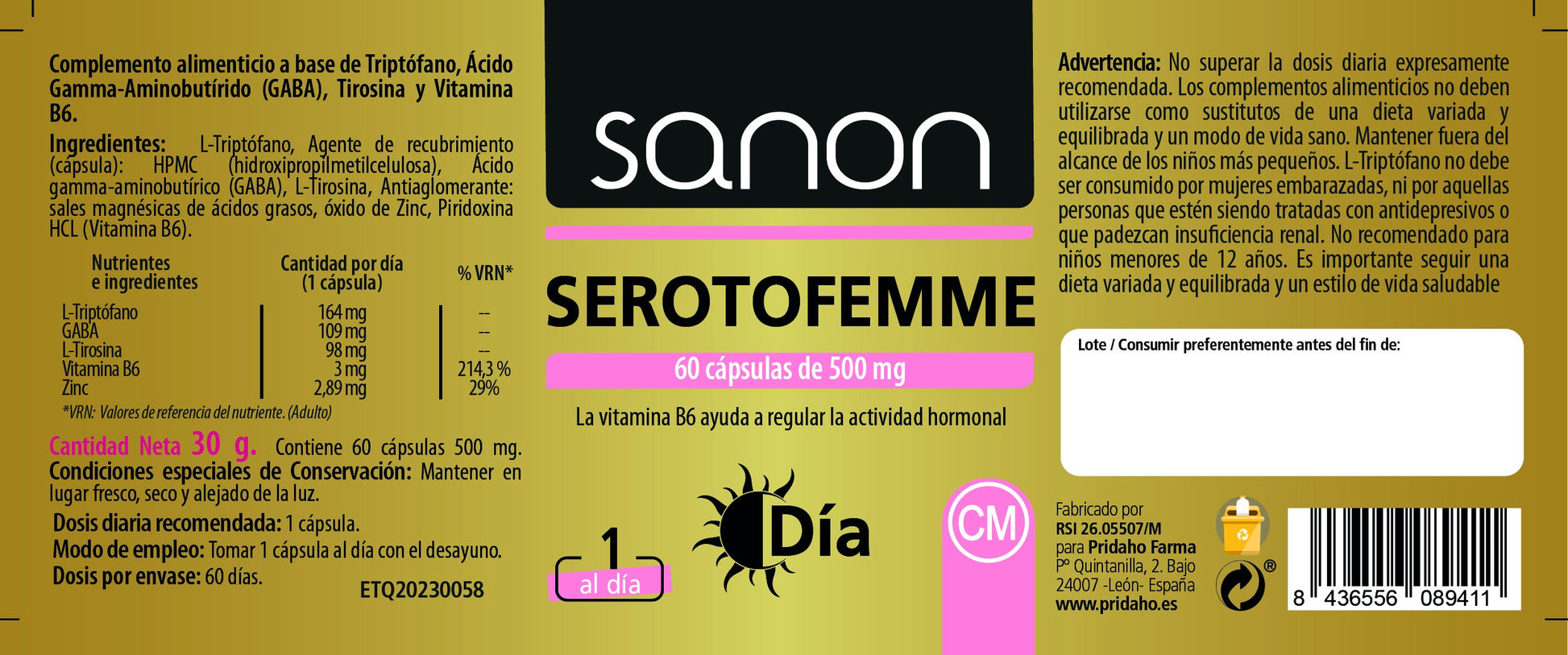 SANON Serotofemme Día 60 cápsulas-2