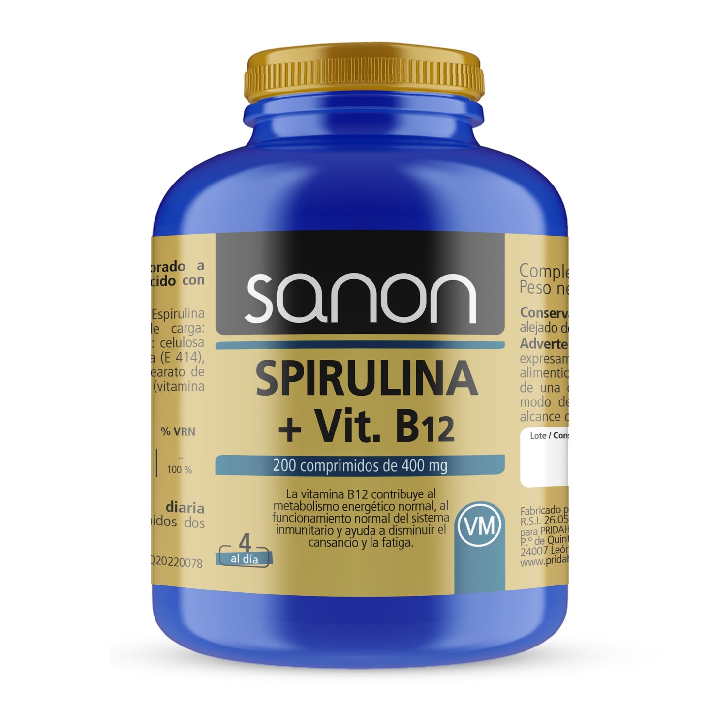 SANON Spirulina + vitamina B12 200 comprimidos-1